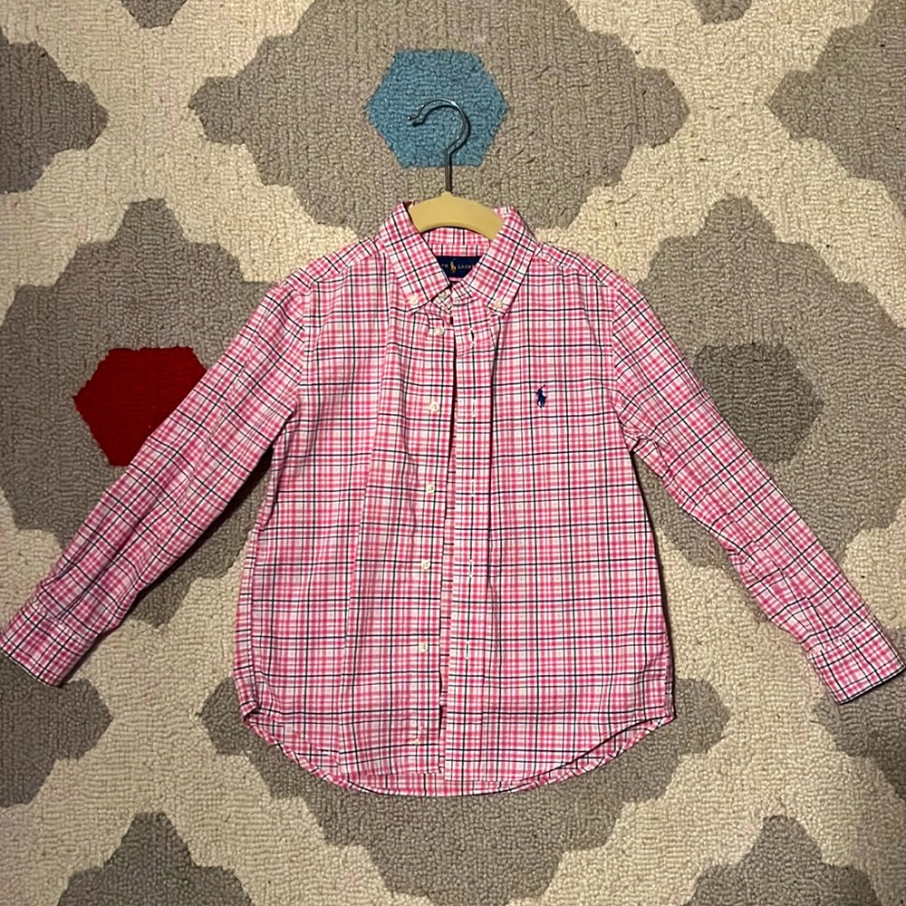 Ralph Lauren Boys 6 Pink Plaid Button Up Shirt
